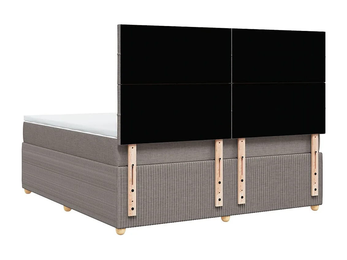Cama box spring con colchón tela gris taupe 180x200 cm