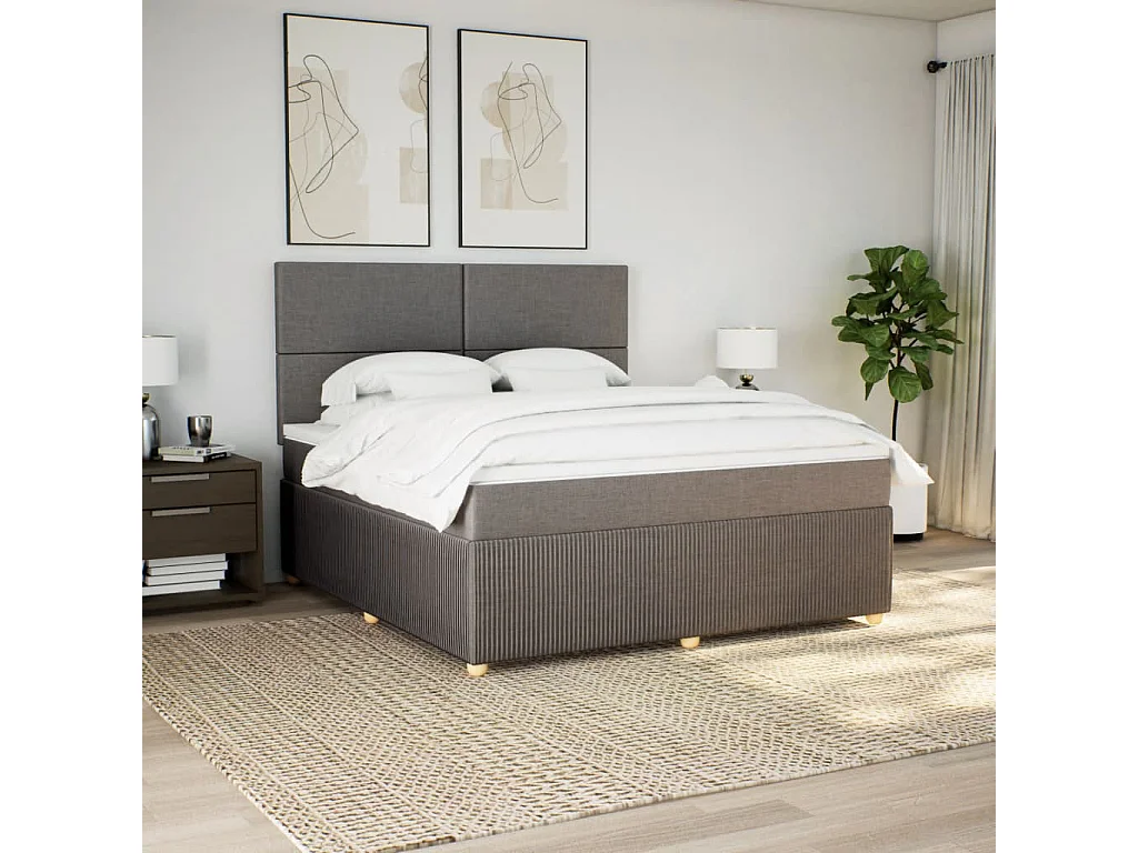 Boxspring met matras stof taupe 180x200 cm