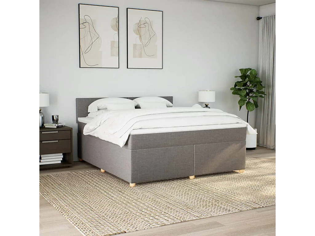 Sommier à lattes de lit avec matelas Taupe 180x200 cm Tissu