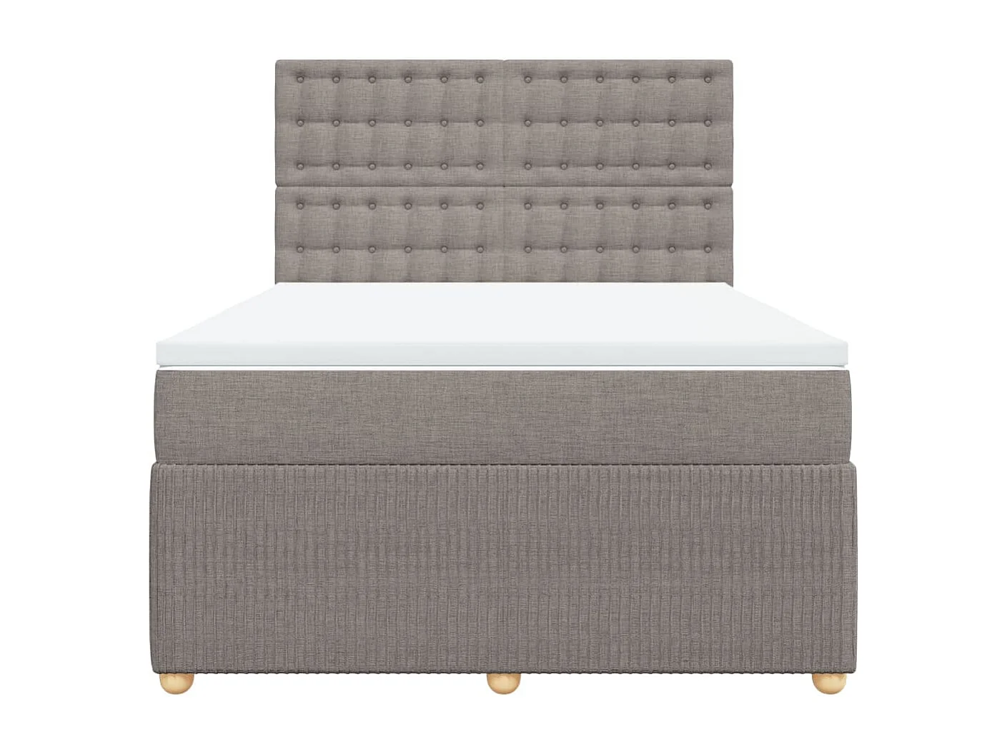 Cama box spring con colchón tela gris taupe 140x200 cm
