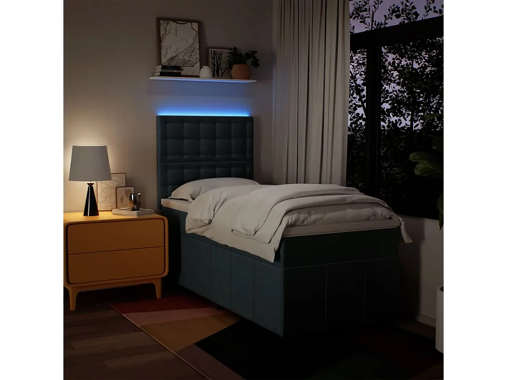 Sommier à lattes de lit avec matelas Bleu 80x200 cm Tissu