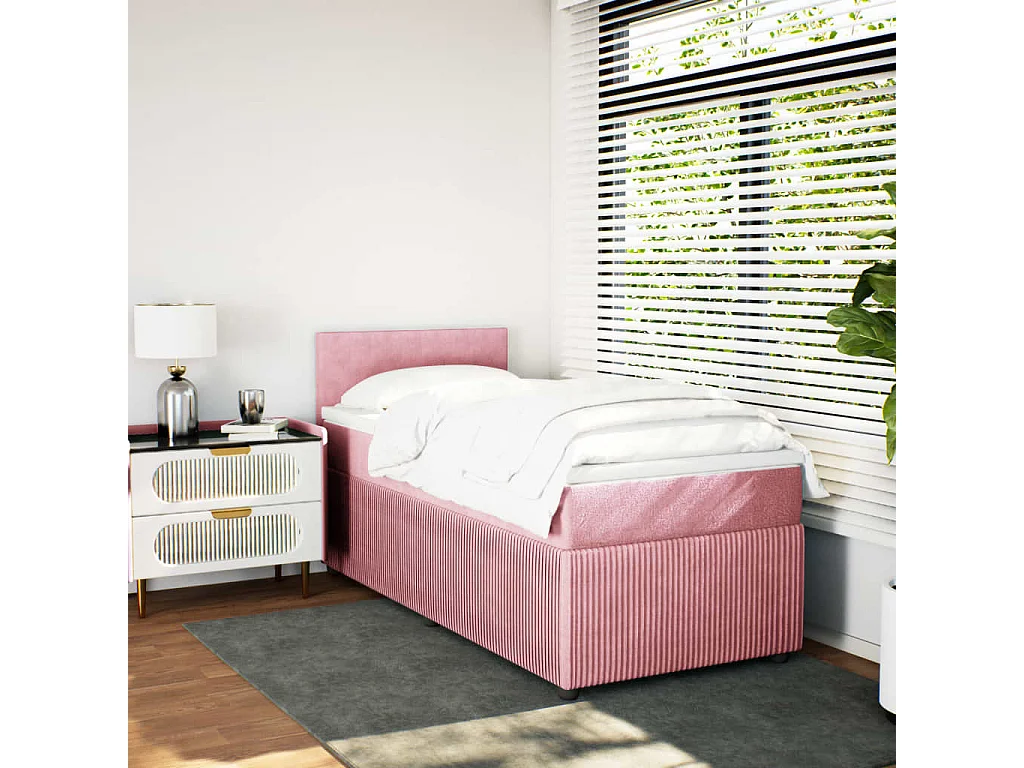 Sommier à lattes de lit avec matelas Rose 90x200 cm Velours