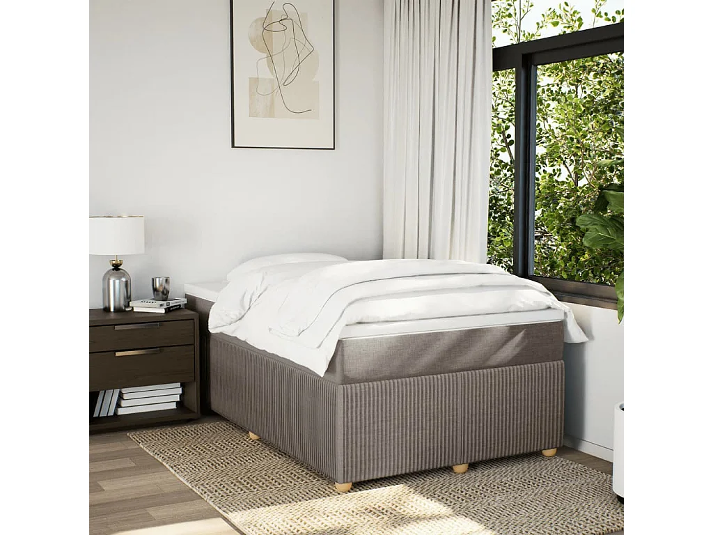 Boxspring met matras stof taupe 120x200 cm