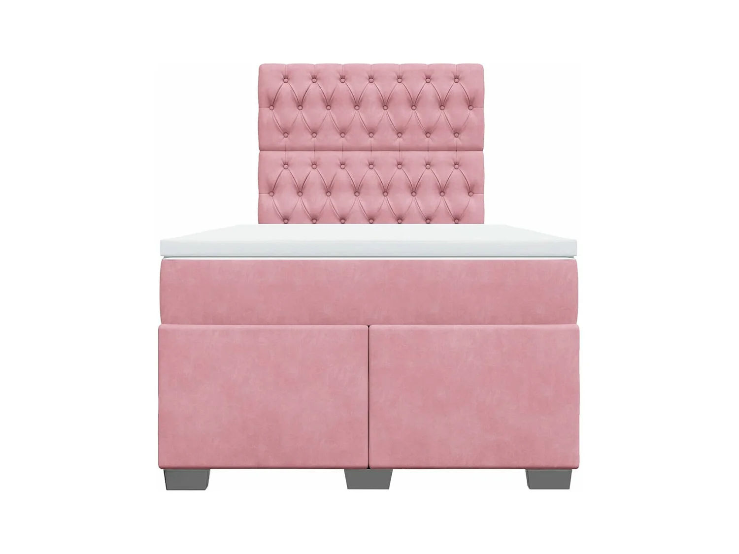 Cama box spring con colchón terciopelo rosa 120x190 cm