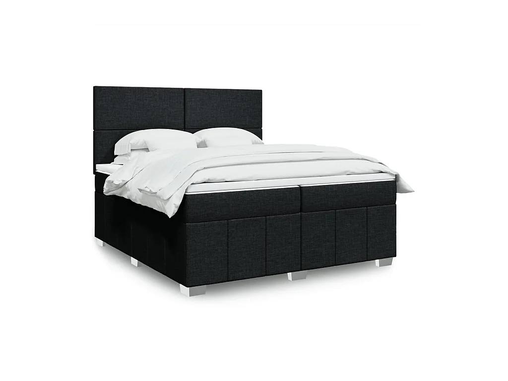 Sommier à lattes de lit avec matelas Noir 200x200 cm Tissu