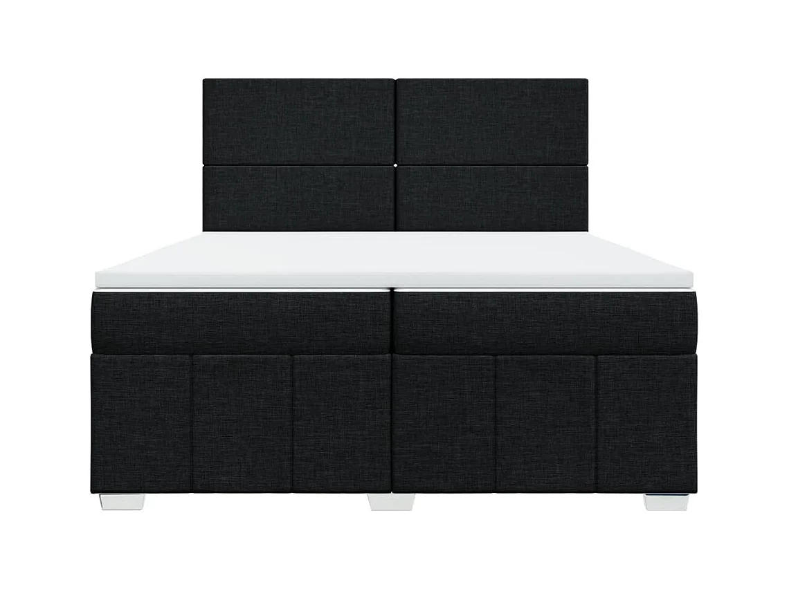 Sommier à lattes de lit avec matelas Noir 200x200 cm Tissu