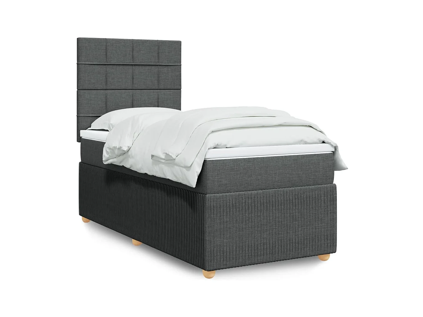 Sommier à lattes de lit avec matelas Gris foncé 80x200 cm Tissu