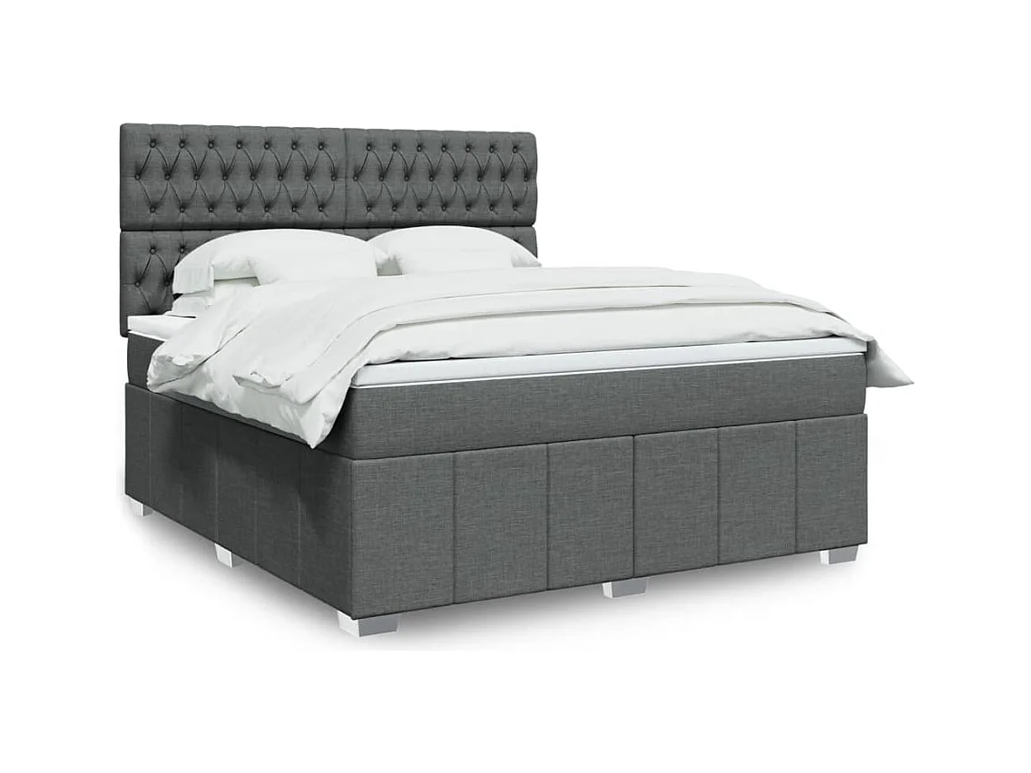Sommier à lattes de lit avec matelas Gris foncé 180x200cm Tissu