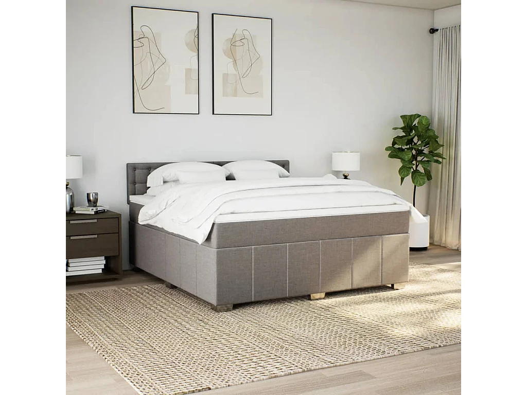 Boxspring met matras stof taupe 180x200 cm