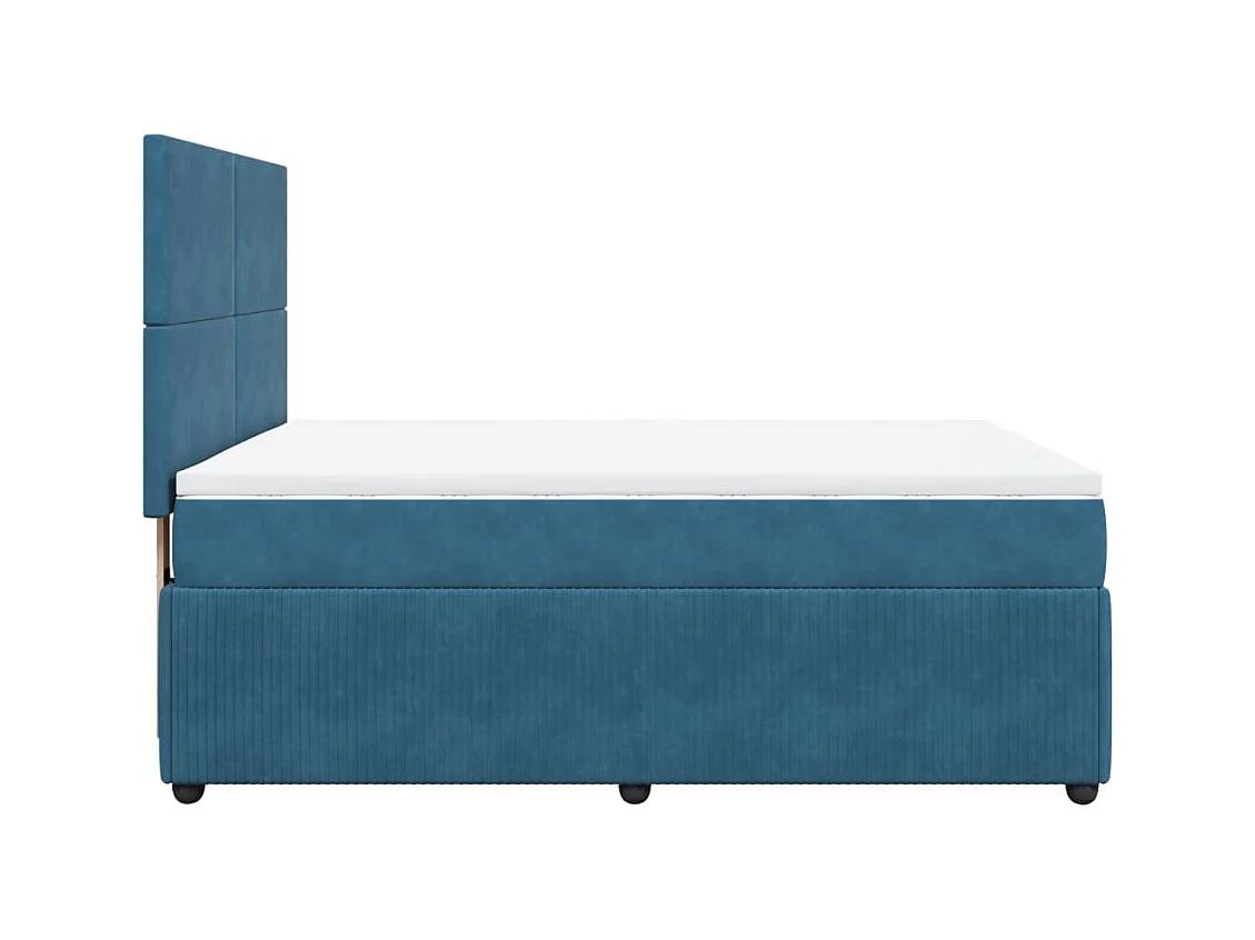Cama com molas/colchão 140x190 cm veludo azul-escuro