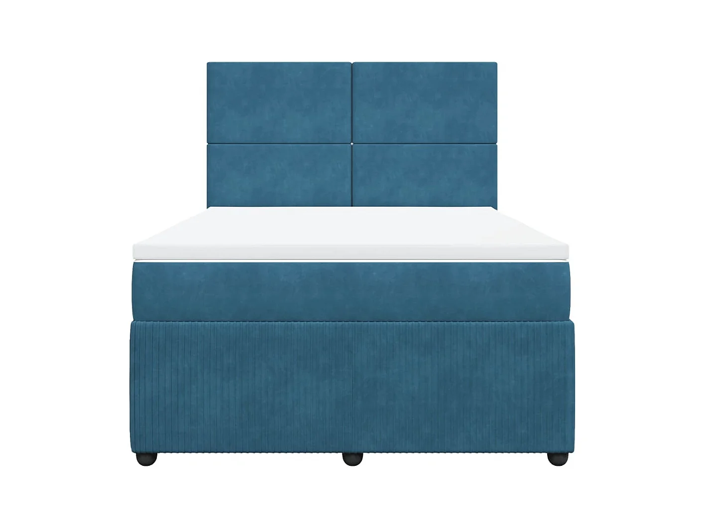 Cama com molas/colchão 140x190 cm veludo azul-escuro