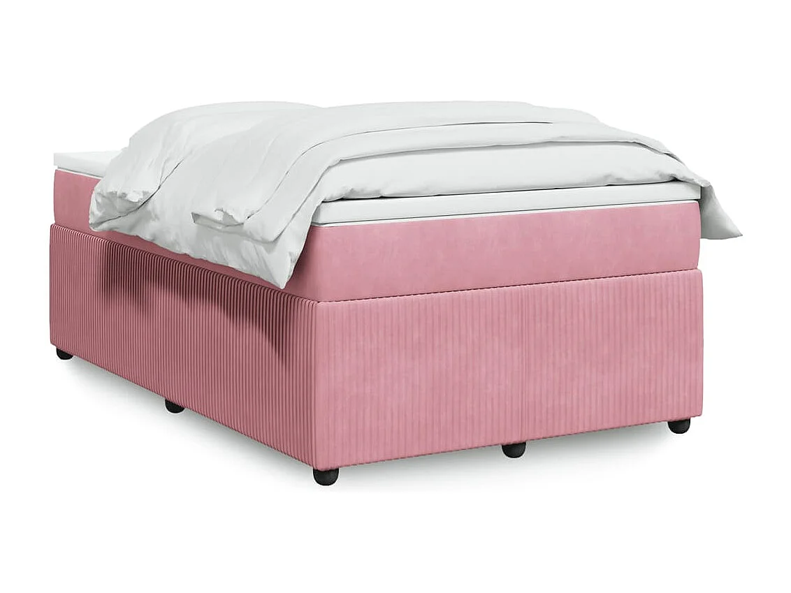 Cama box spring con colchón terciopelo rosa 120x200 cm