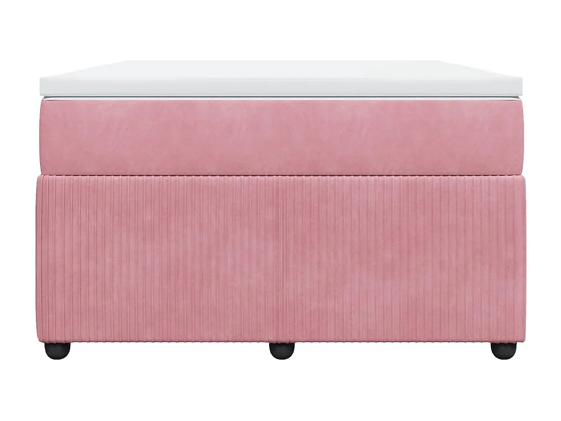 Cama box spring con colchón terciopelo rosa 120x200 cm