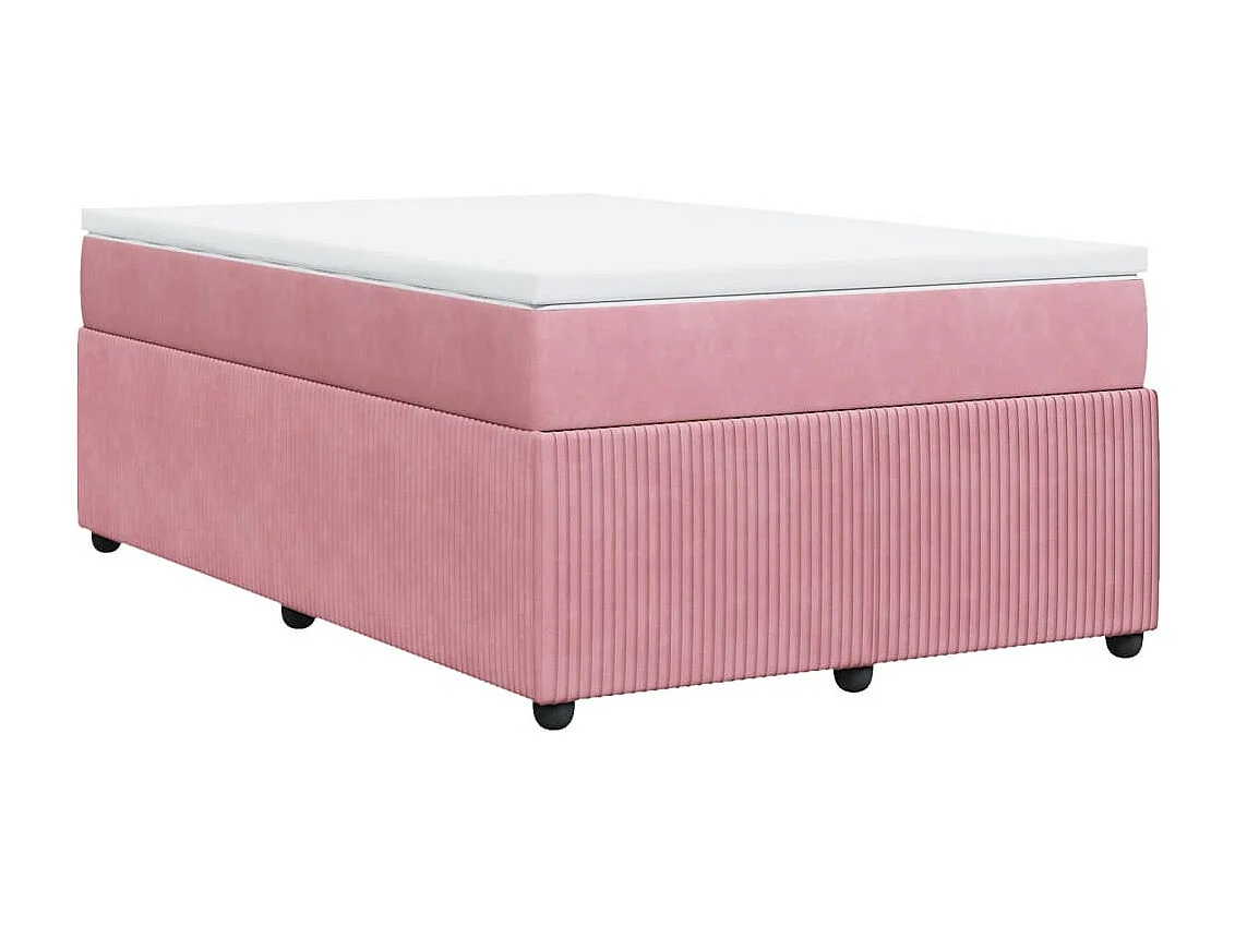Cama box spring con colchón terciopelo rosa 120x200 cm