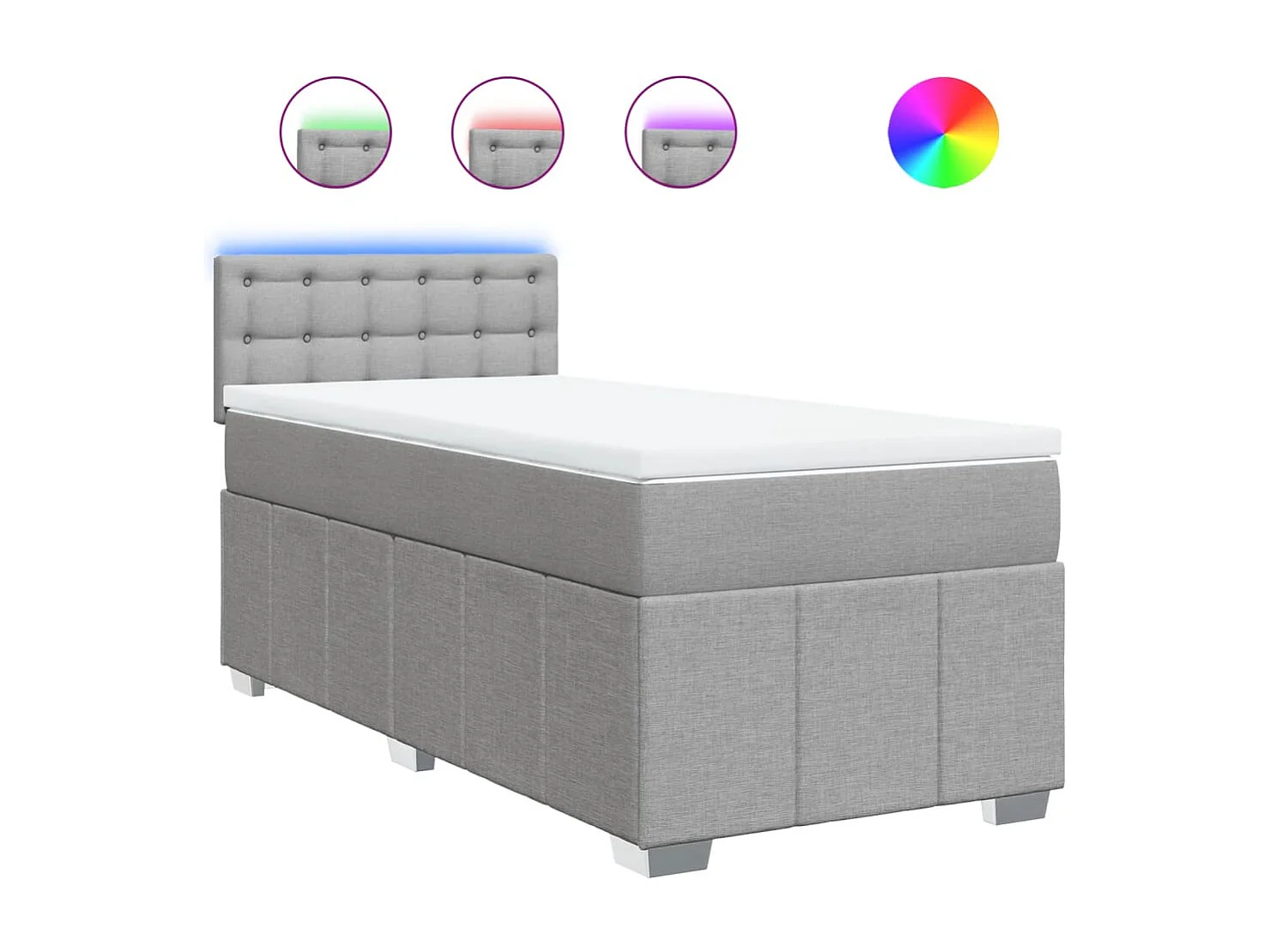 Sommier à lattes de lit avec matelas Gris clair 90x200 cm Tissu