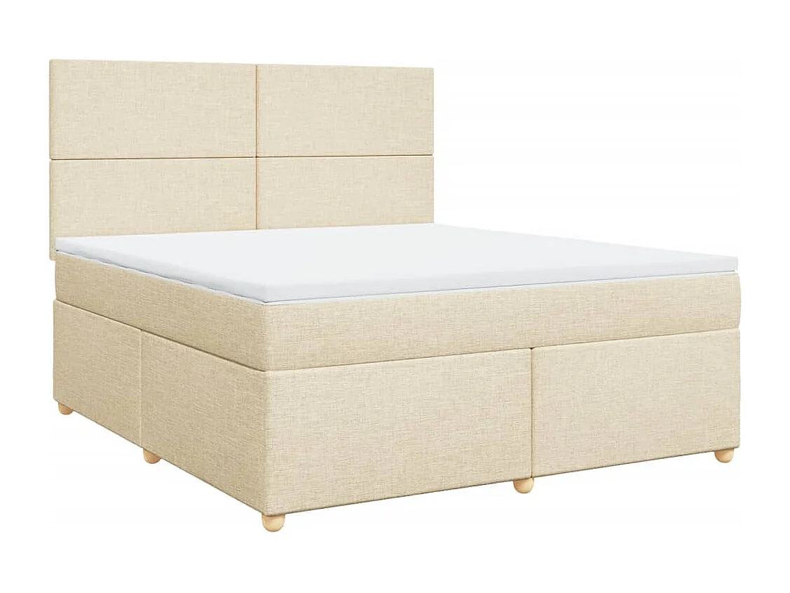Sommier à lattes de lit avec matelas Crème 180x200 cm Tissu
