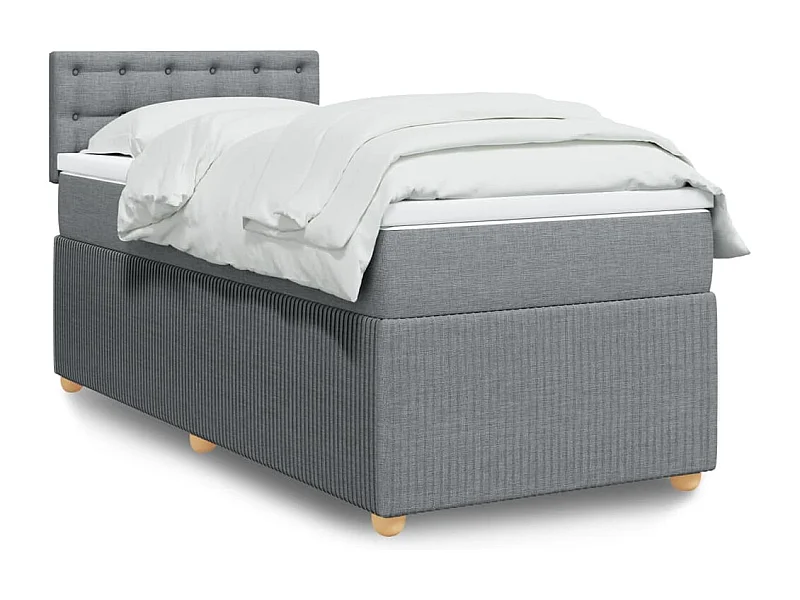 Cama box spring con colchón tela gris claro 90x200 cm