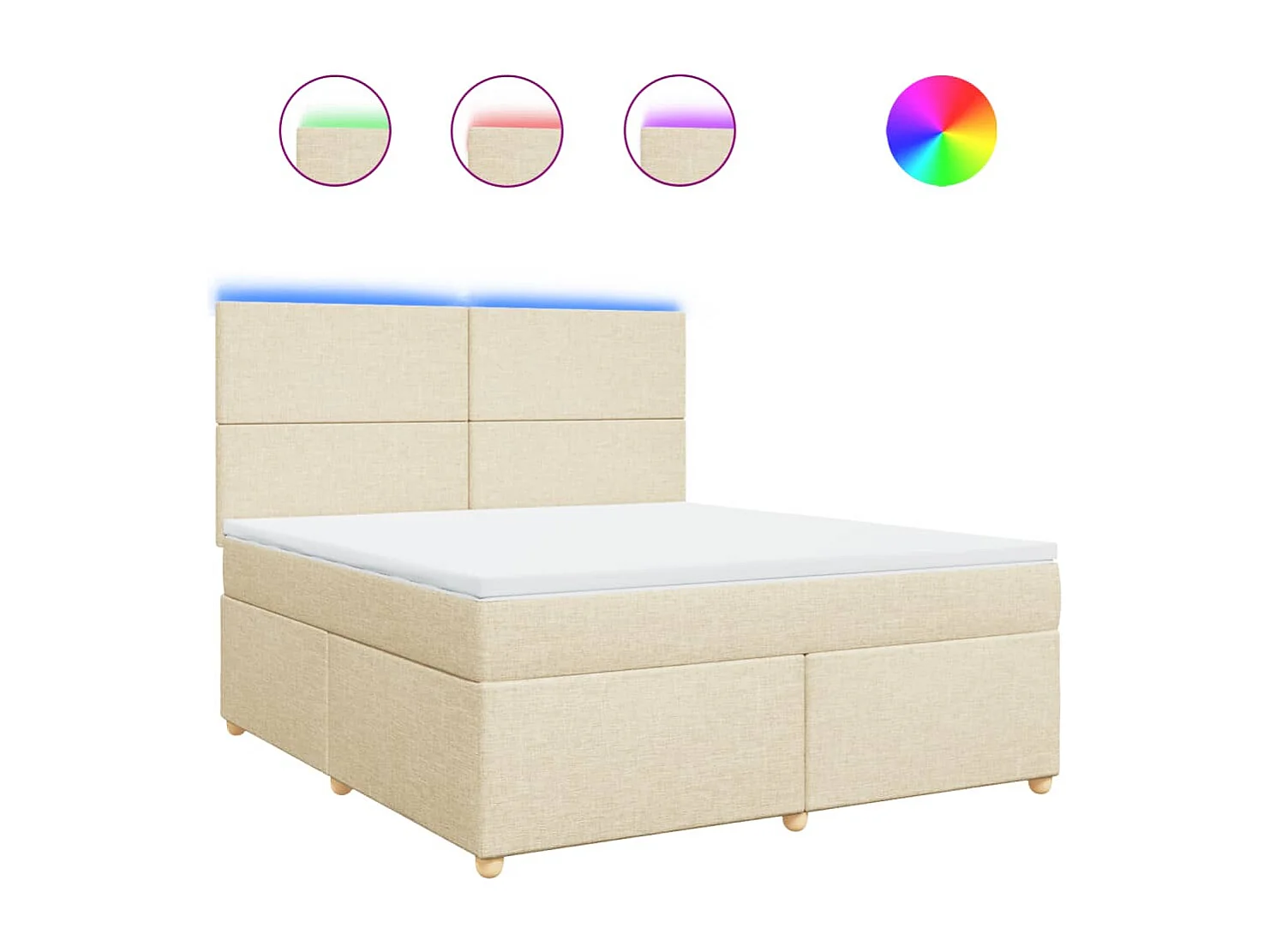 Sommier à lattes de lit avec matelas Crème 180x200 cm Tissu