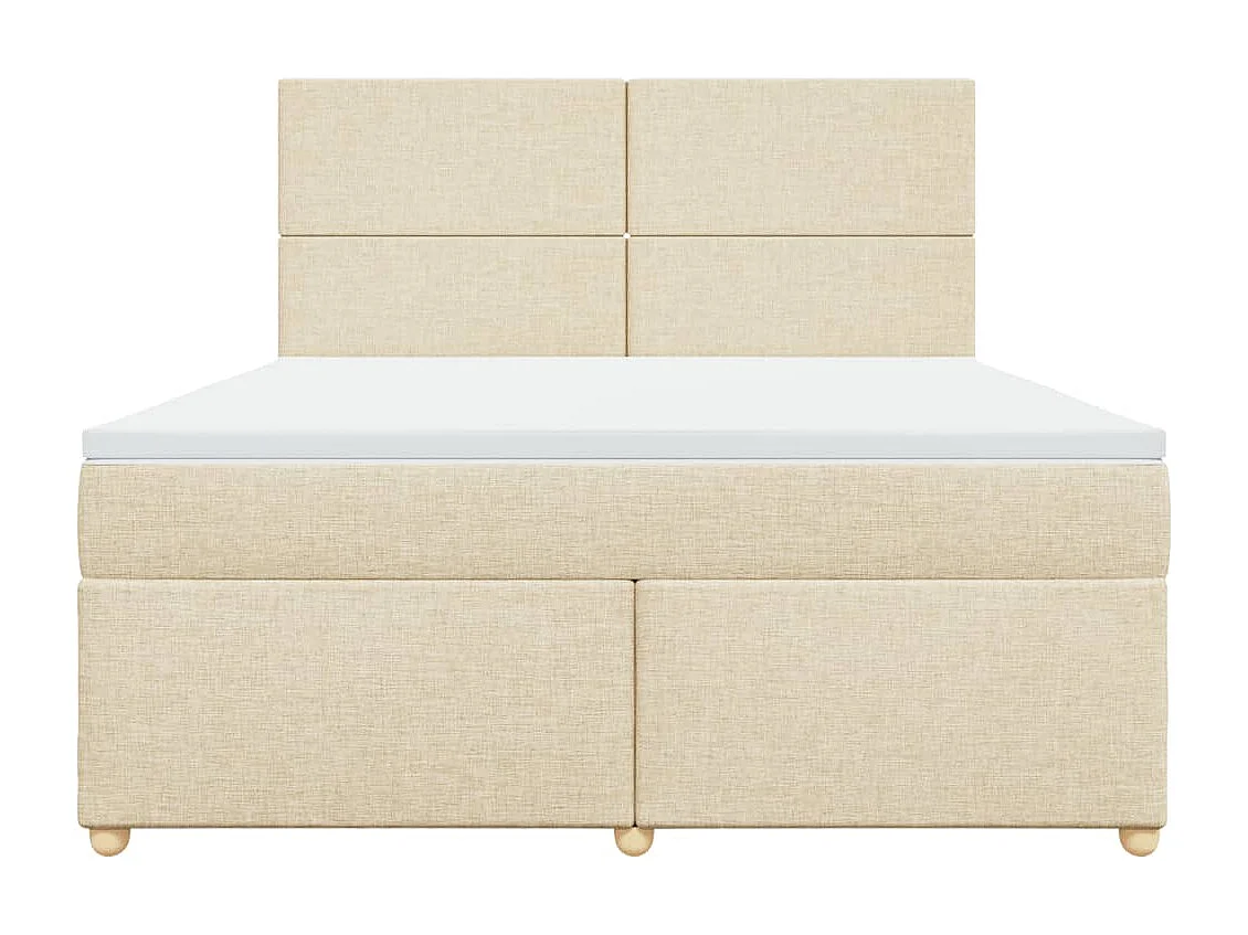 Cama box spring con colchón tela color crema 180x200 cm