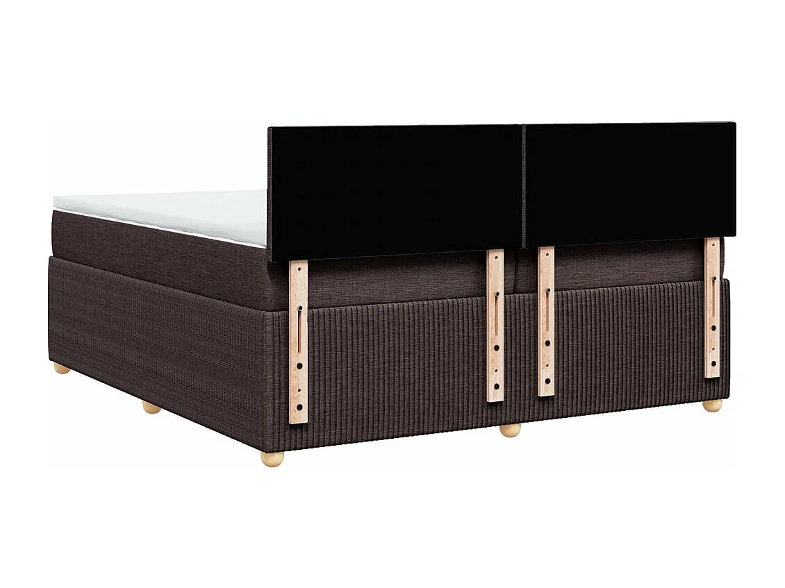 Cama box spring con colchón tela marrón oscuro 200x200 cm