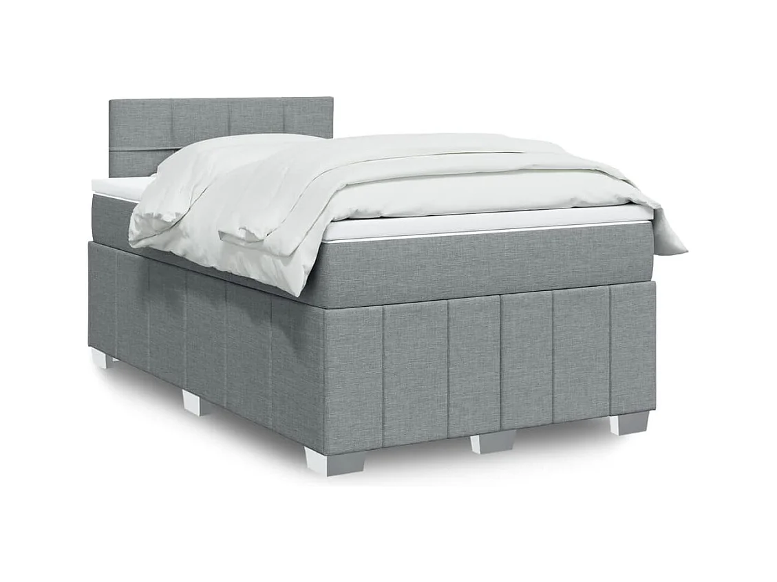 Sommier à lattes de lit et matelas gris clair 120x190 cm tissu