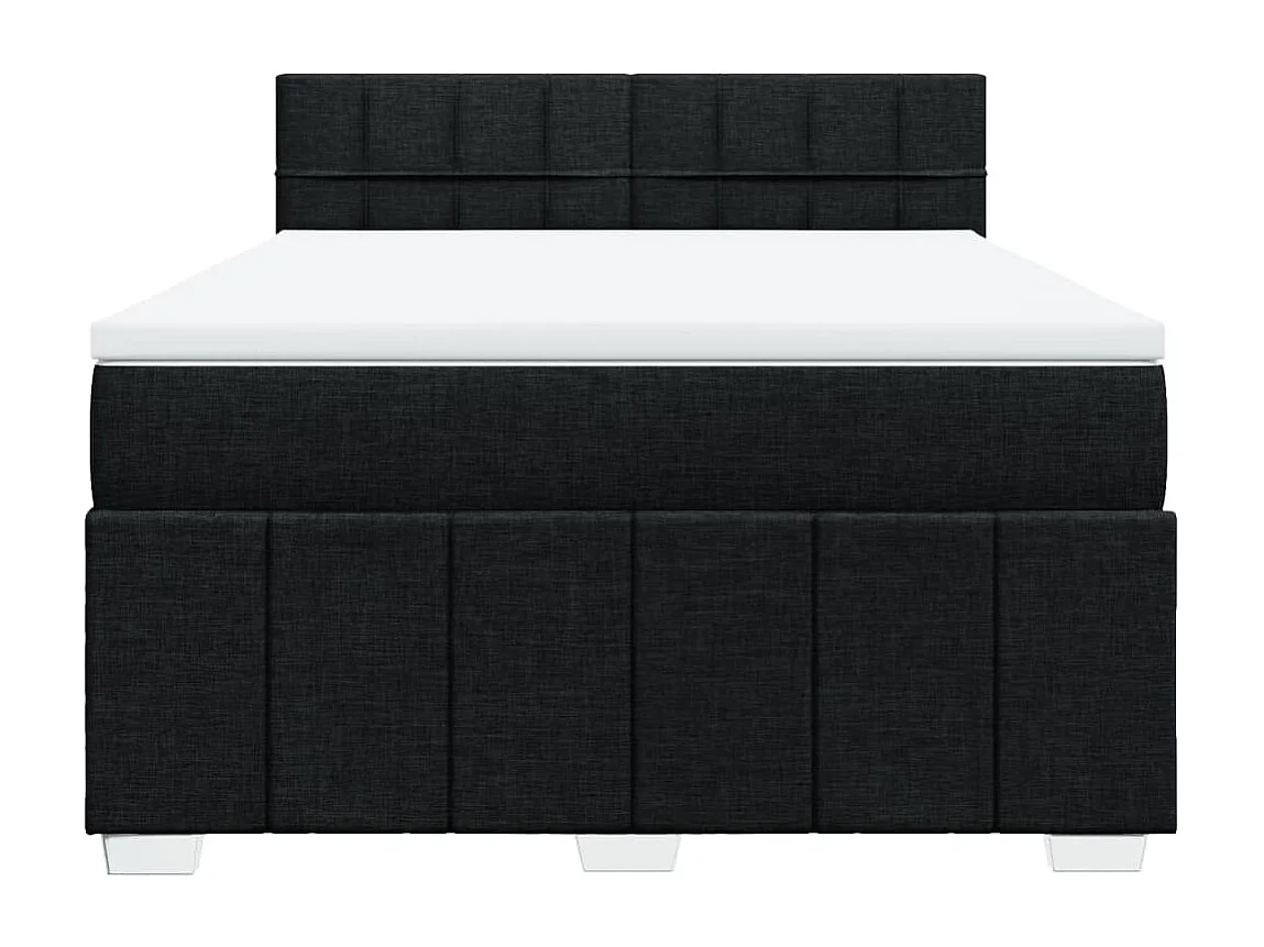 Cama box spring con colchón tela negro 140x200 cm
