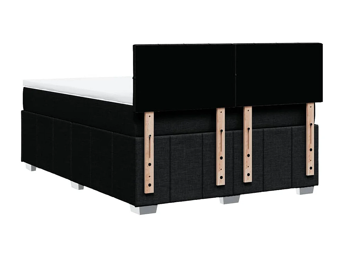 Cama box spring con colchón tela negro 140x200 cm
