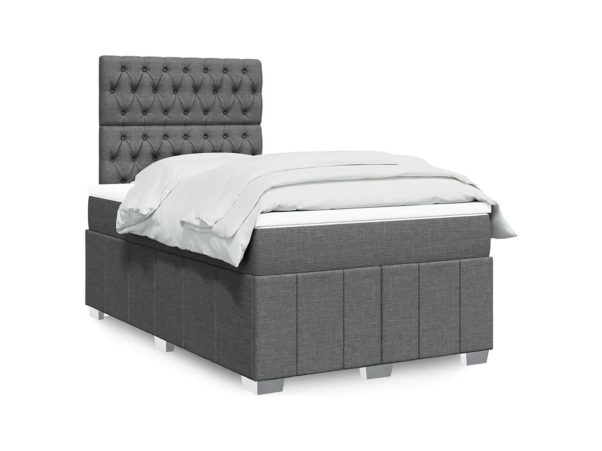 Sommier à lattes de lit avec matelas gris foncé 120x190cm tissu