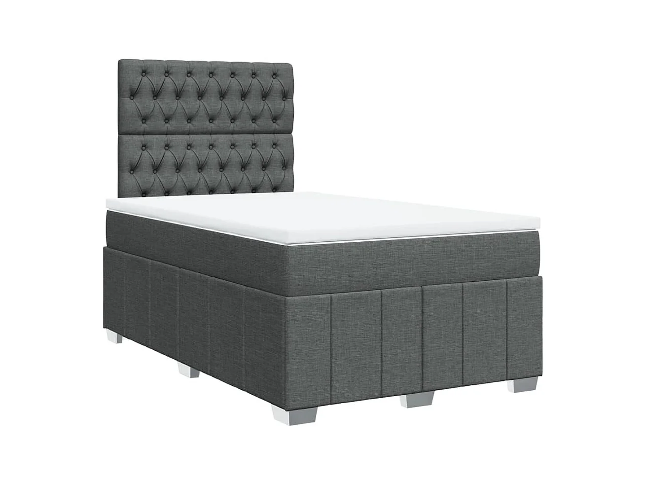 Sommier à lattes de lit avec matelas gris foncé 120x190cm tissu