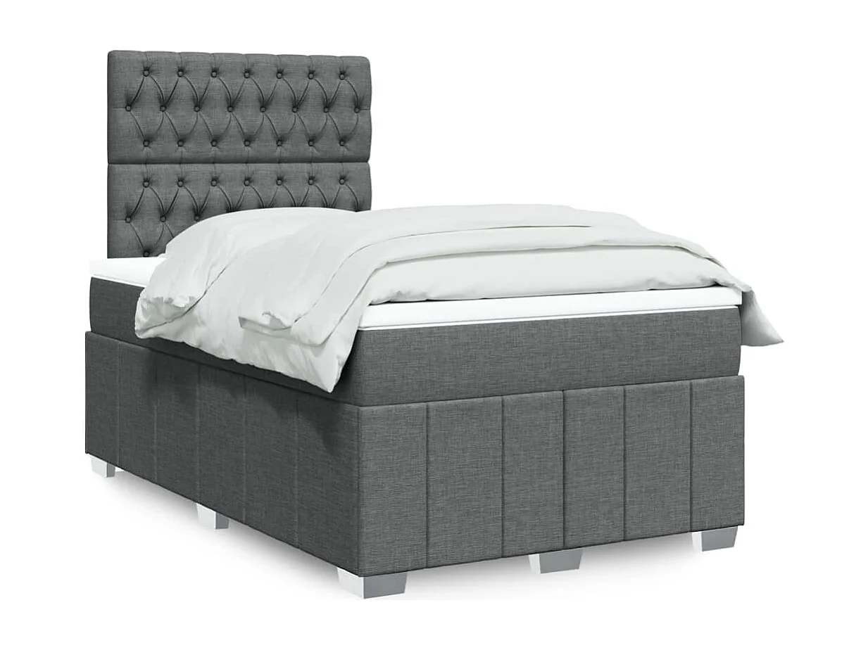 Cama boxspring com colchão 120x190 cm tecido cinzento-escuro