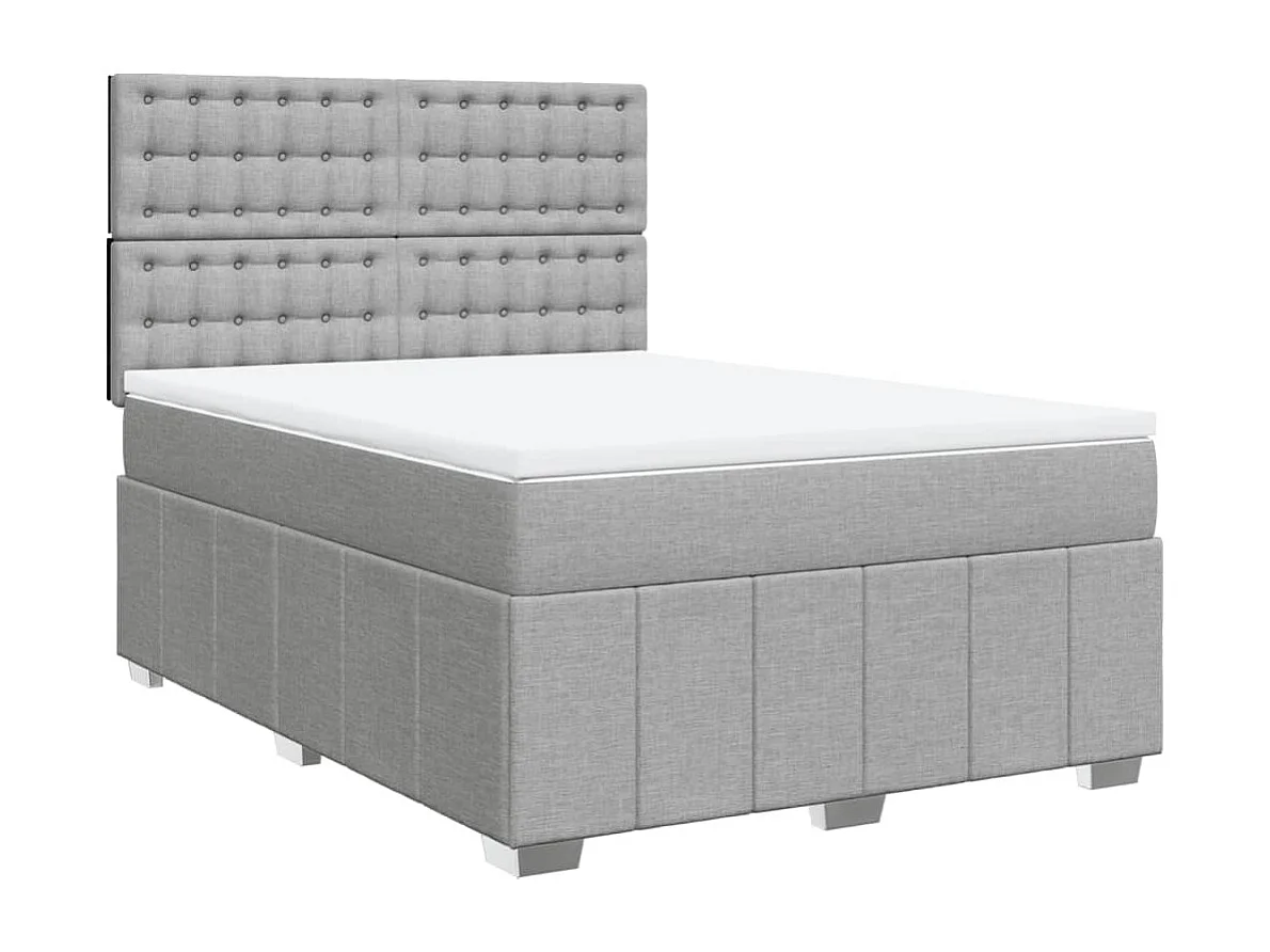 Sommier à lattes de lit avec matelas Gris clair 140x190cm Tissu