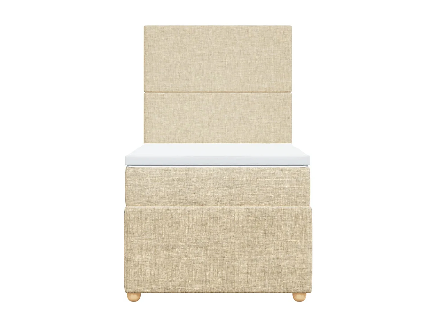 Cama box spring con colchón tela color crema 80x200 cm