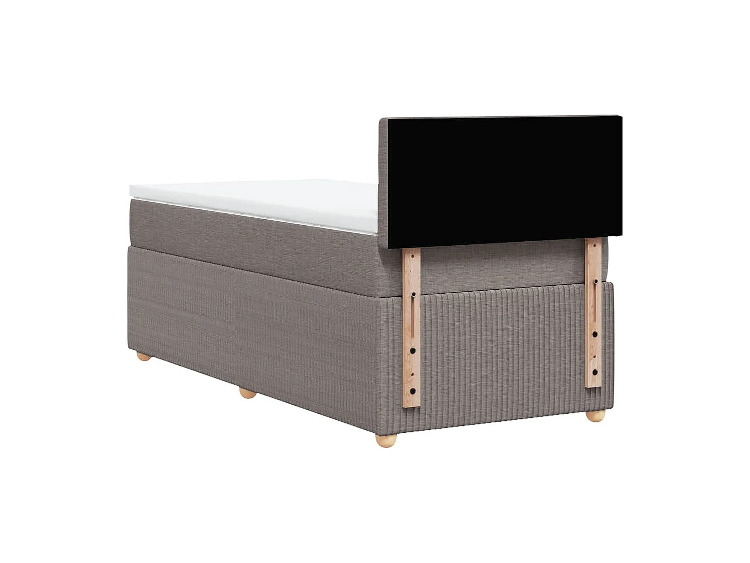 Cama box spring con colchón tela gris taupe 90x200 cm