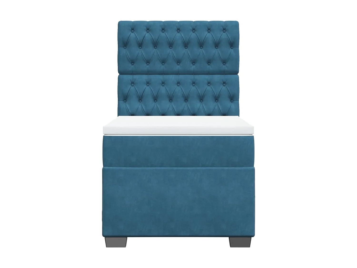 Cama box spring con colchón terciopelo azul 90x190 cm