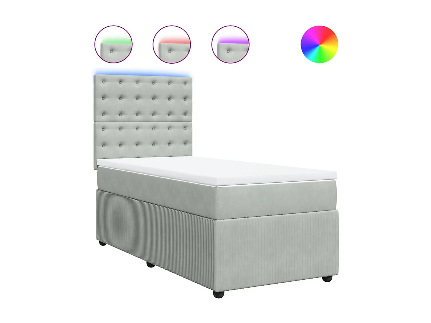 Sommier à lattes de lit et matelas Gris clair 90x200 cm Velours