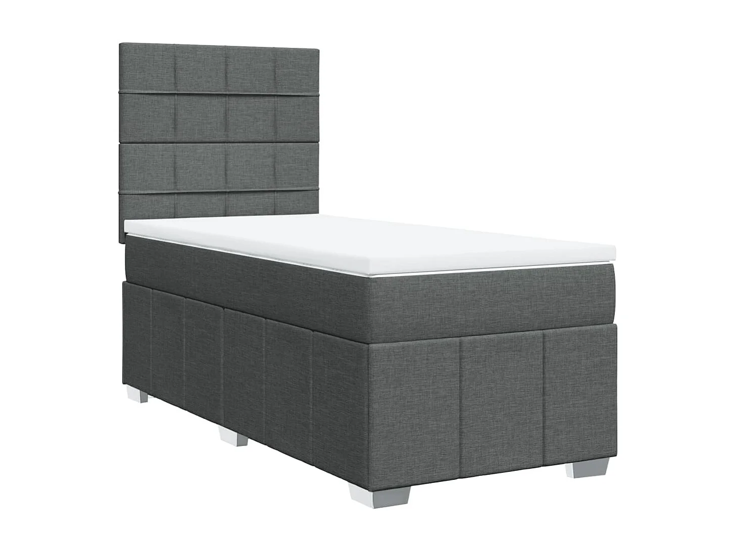 Sommier à lattes de lit avec matelas Gris foncé 90x200 cm Tissu