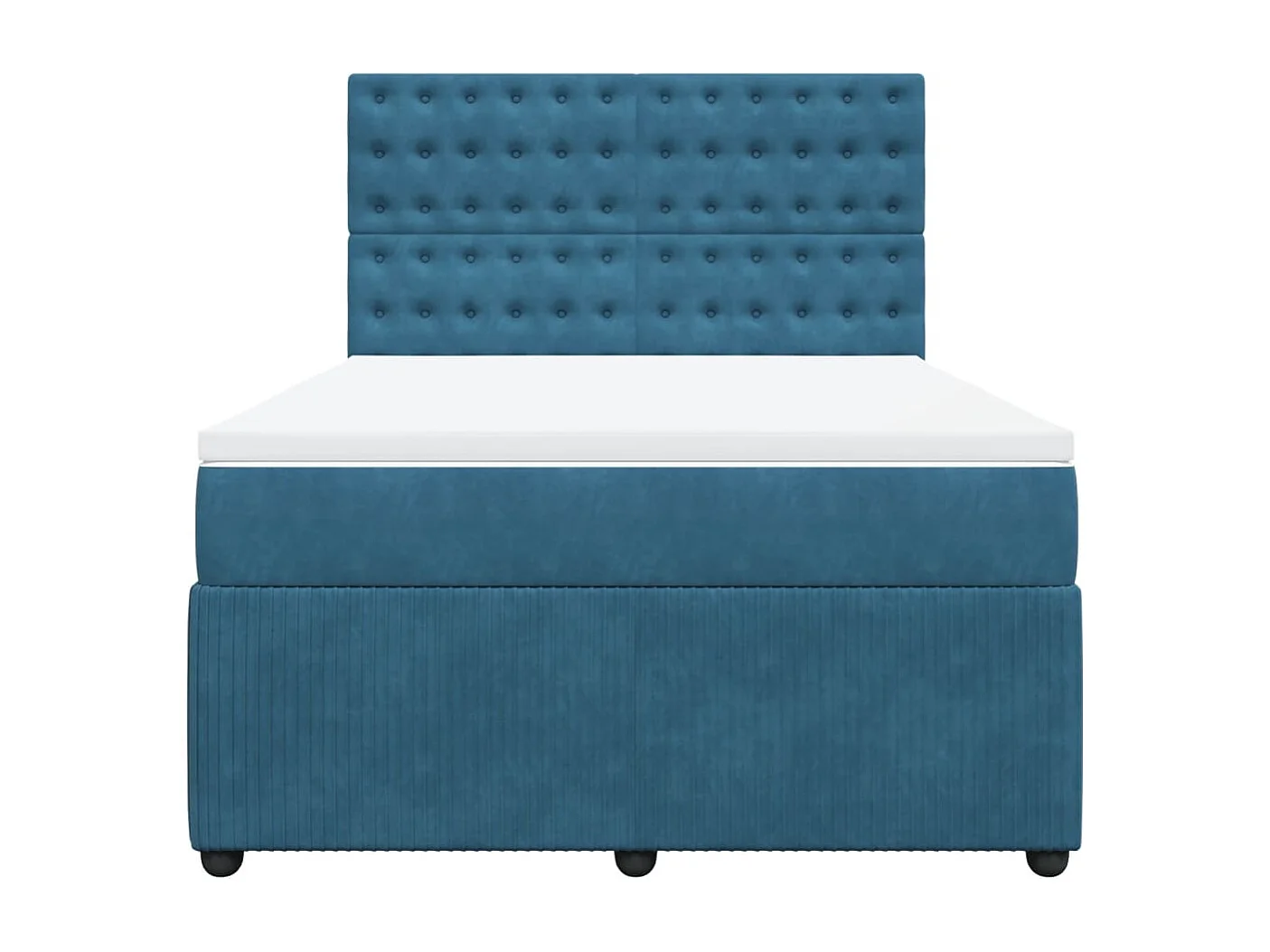 Cama com molas/colchão 160x200 cm veludo azul-escuro