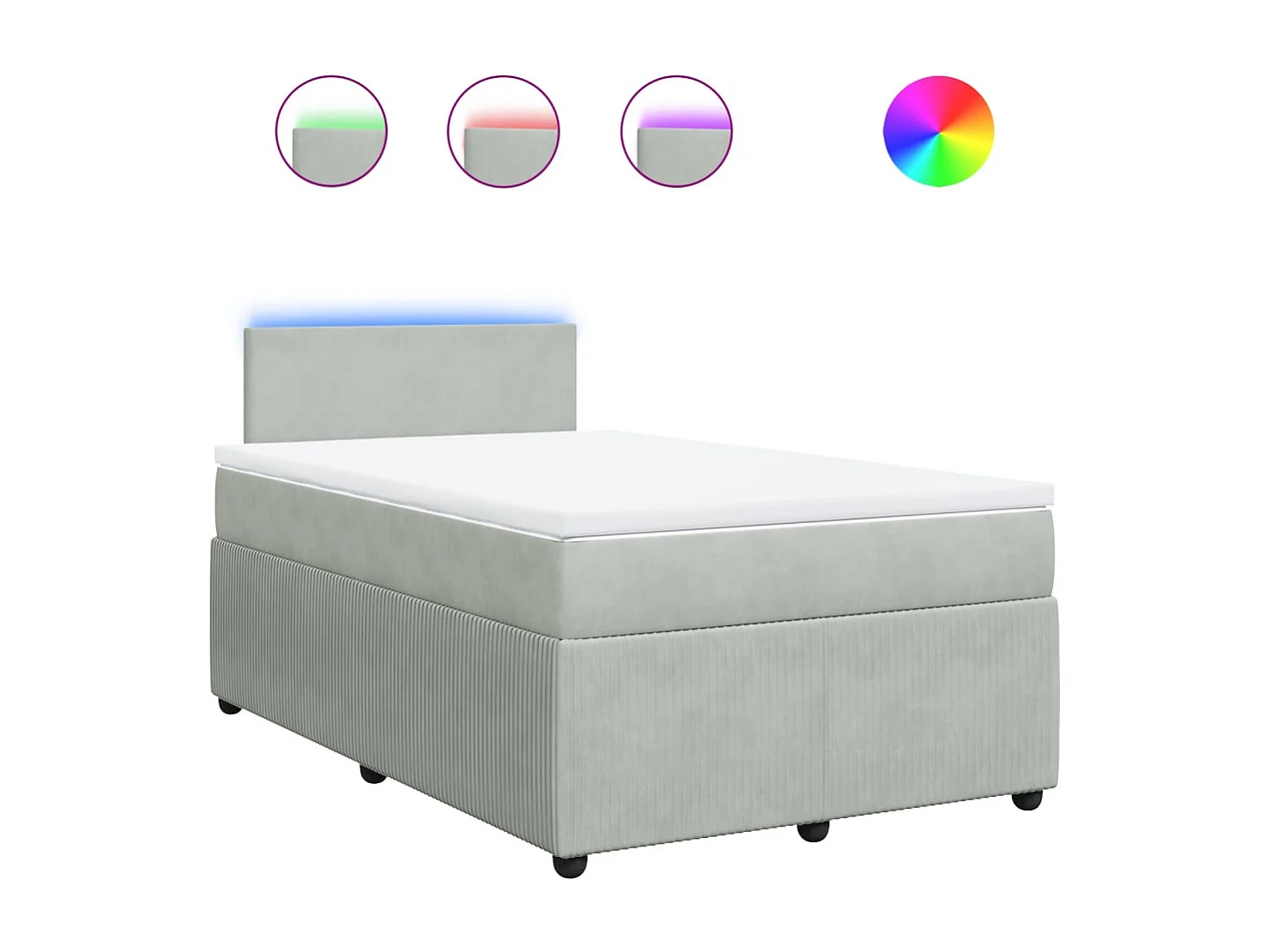 Sommier à lattes de lit et matelas gris clair 120x190cm velours