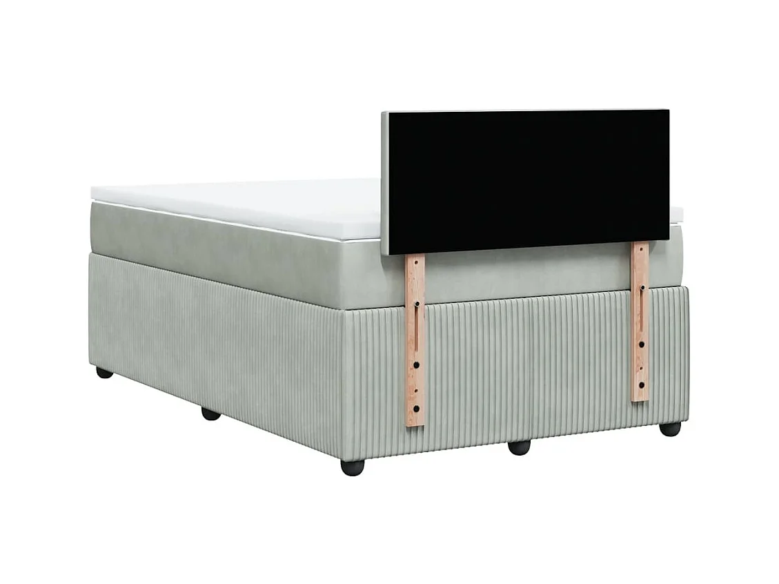 Sommier à lattes de lit et matelas gris clair 120x190cm velours
