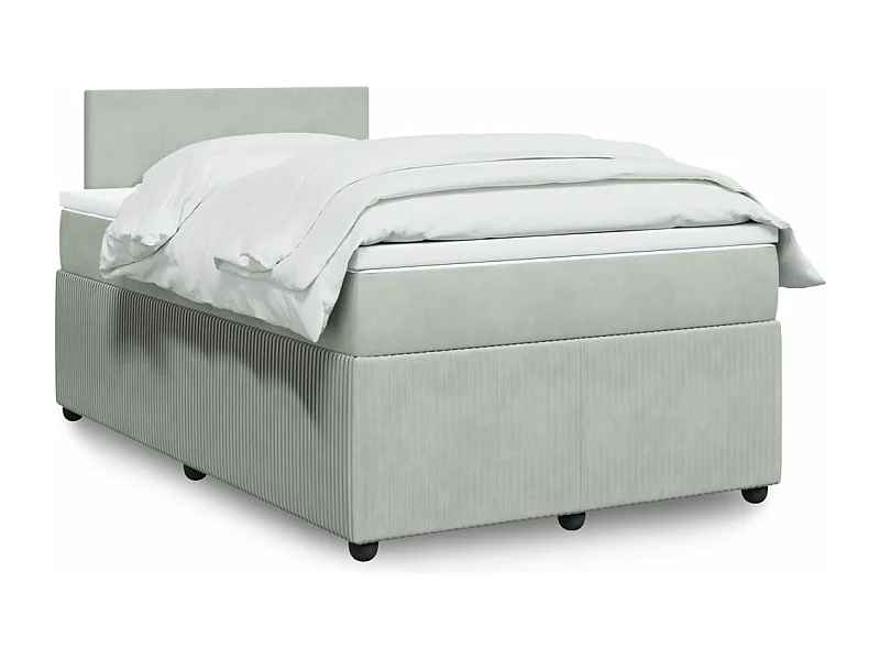 Sommier à lattes de lit et matelas gris clair 120x190cm velours
