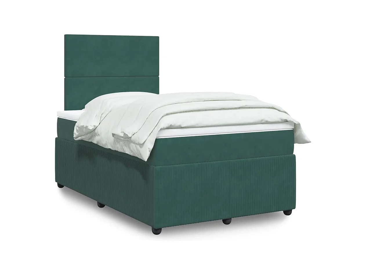 Sommier à lattes de lit et matelas Vert foncé 120x200cm Velours