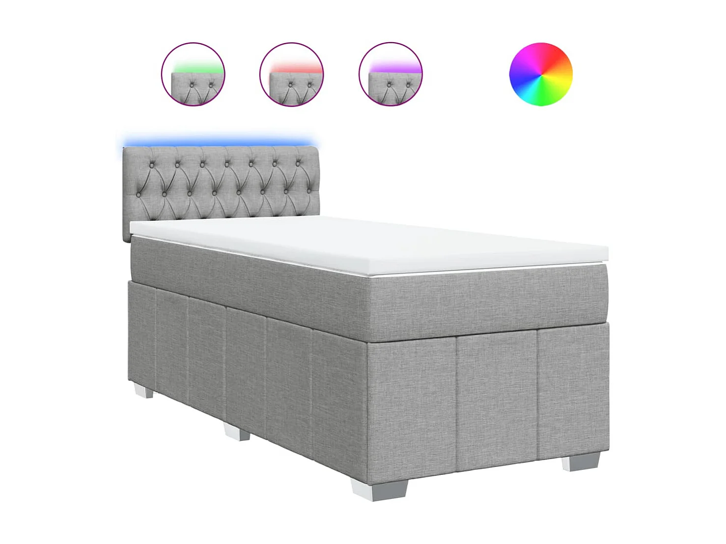 Boxspring met matras stof lichtgrijs 80x200 cm