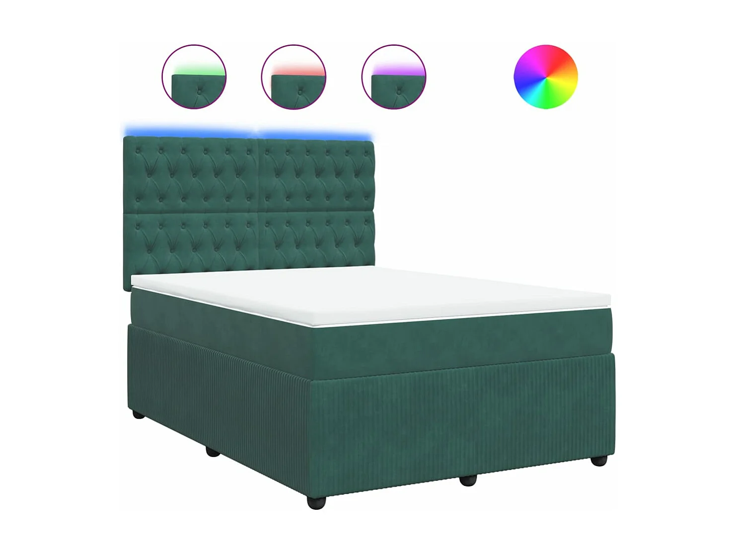 Sommier à lattes de lit et matelas Vert foncé 140x190cm Velours