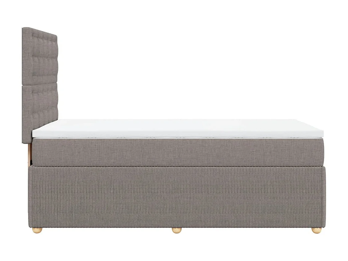 Cama box spring con colchón tela gris taupe 90x200 cm