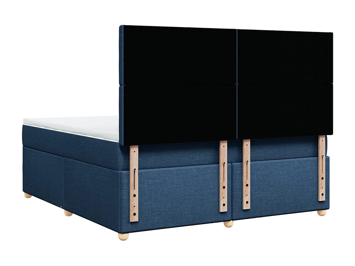 Cama box spring con colchón tela azul 180x200 cm
