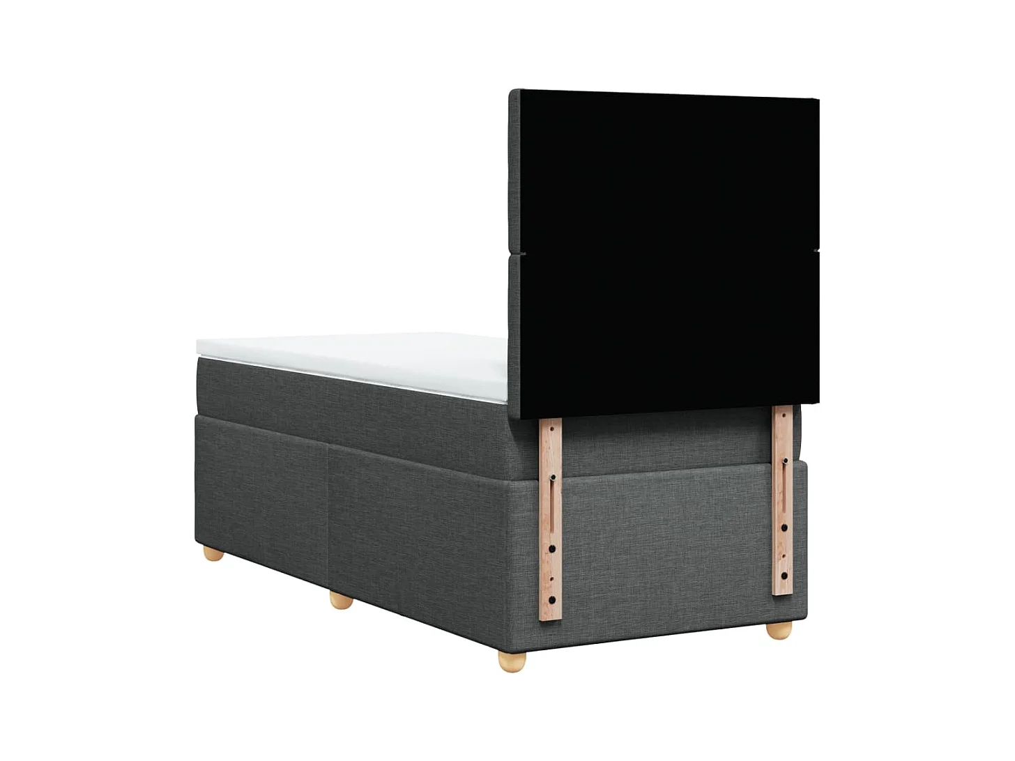 Cama box spring con colchón tela gris oscuro 100x200 cm