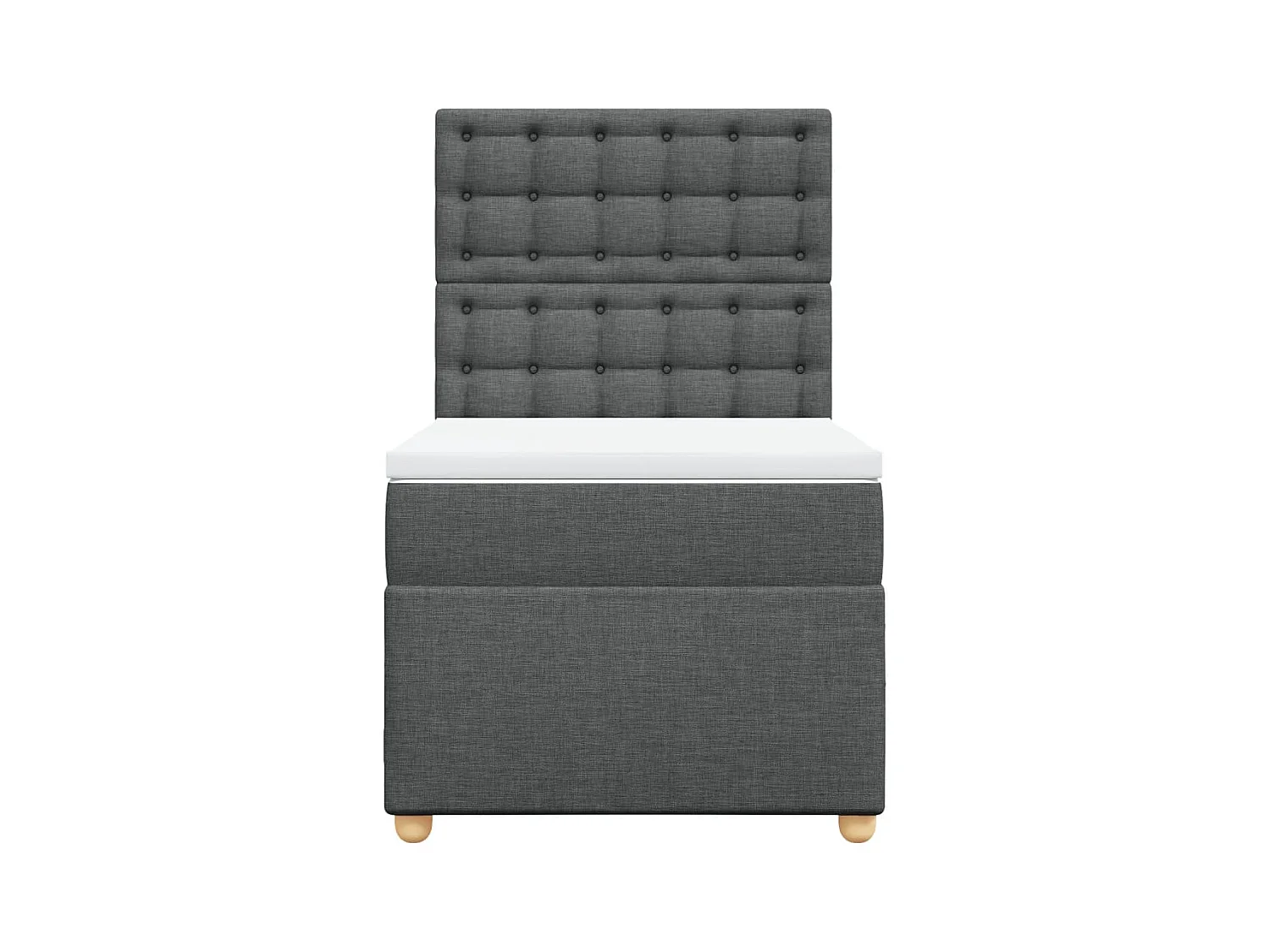 Cama box spring con colchón tela gris oscuro 100x200 cm