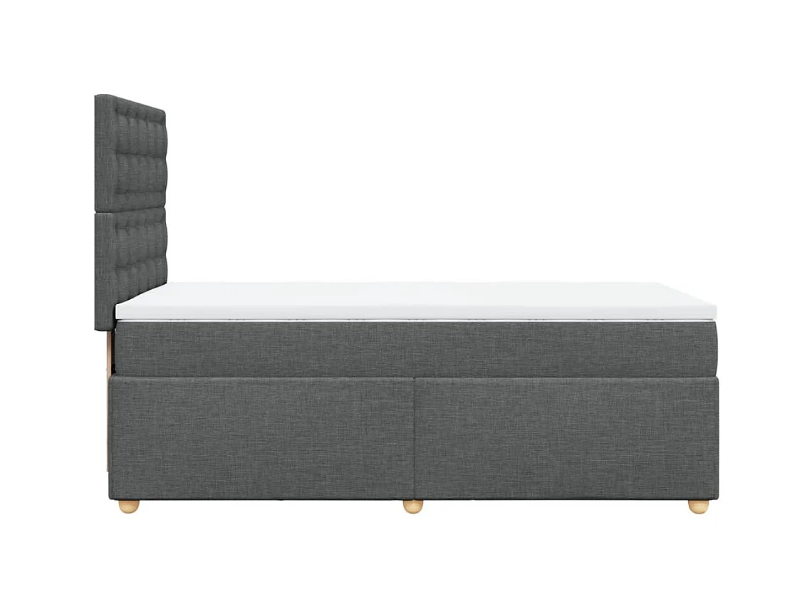Cama box spring con colchón tela gris oscuro 100x200 cm