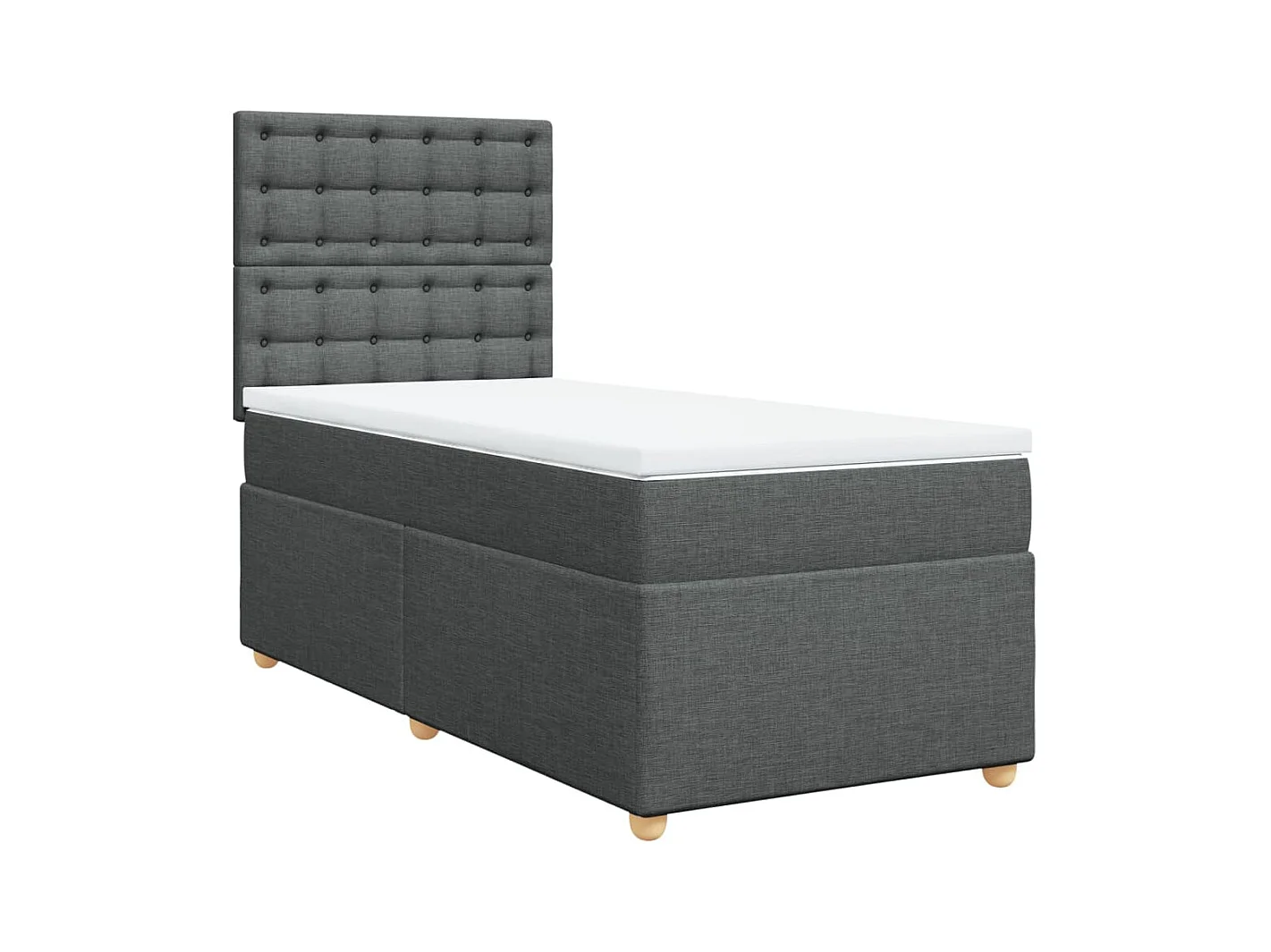 Cama box spring con colchón tela gris oscuro 100x200 cm