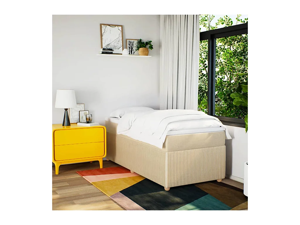 Sommier à lattes de lit avec matelas Crème 90x200 cm Tissu